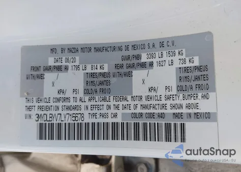 2020 Toyota Yaris Le из США, поврежденный, VIN 3MYDLBYV7LY715678